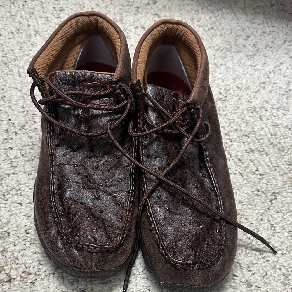 Twisted X Dark Brown Leather Moc Toe Slip-On Loafers